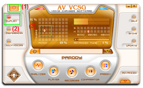 Fig 1: Voice Changer Software Gold main panel